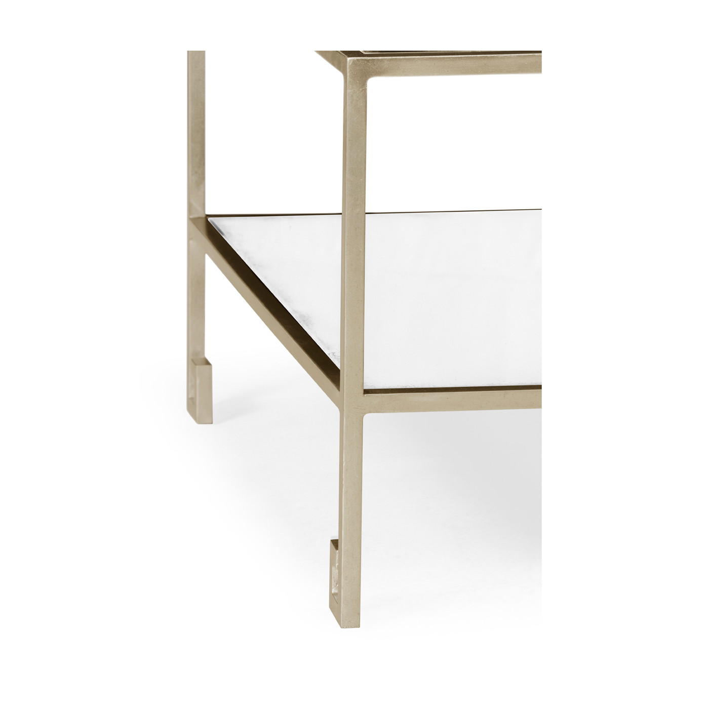 Three-tier silver iron end table