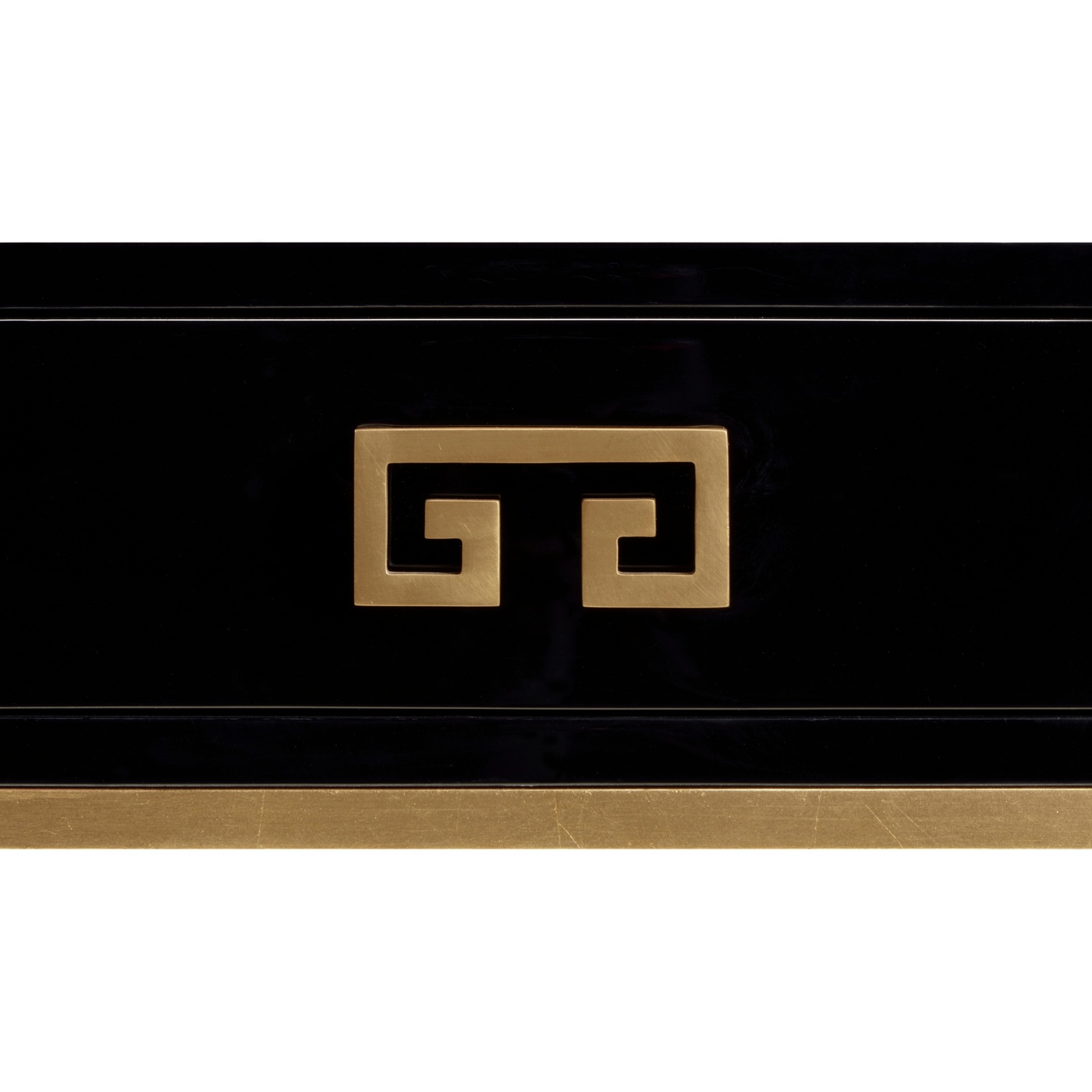 Gilded Iron End Table with Smoky Black Drawer