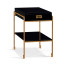 Gilded Iron End Table with Smoky Black Drawer