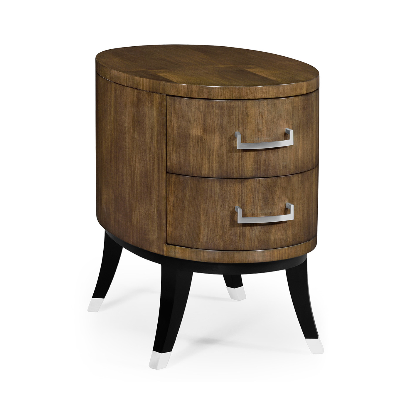 Oval chest of drawers in American walnut