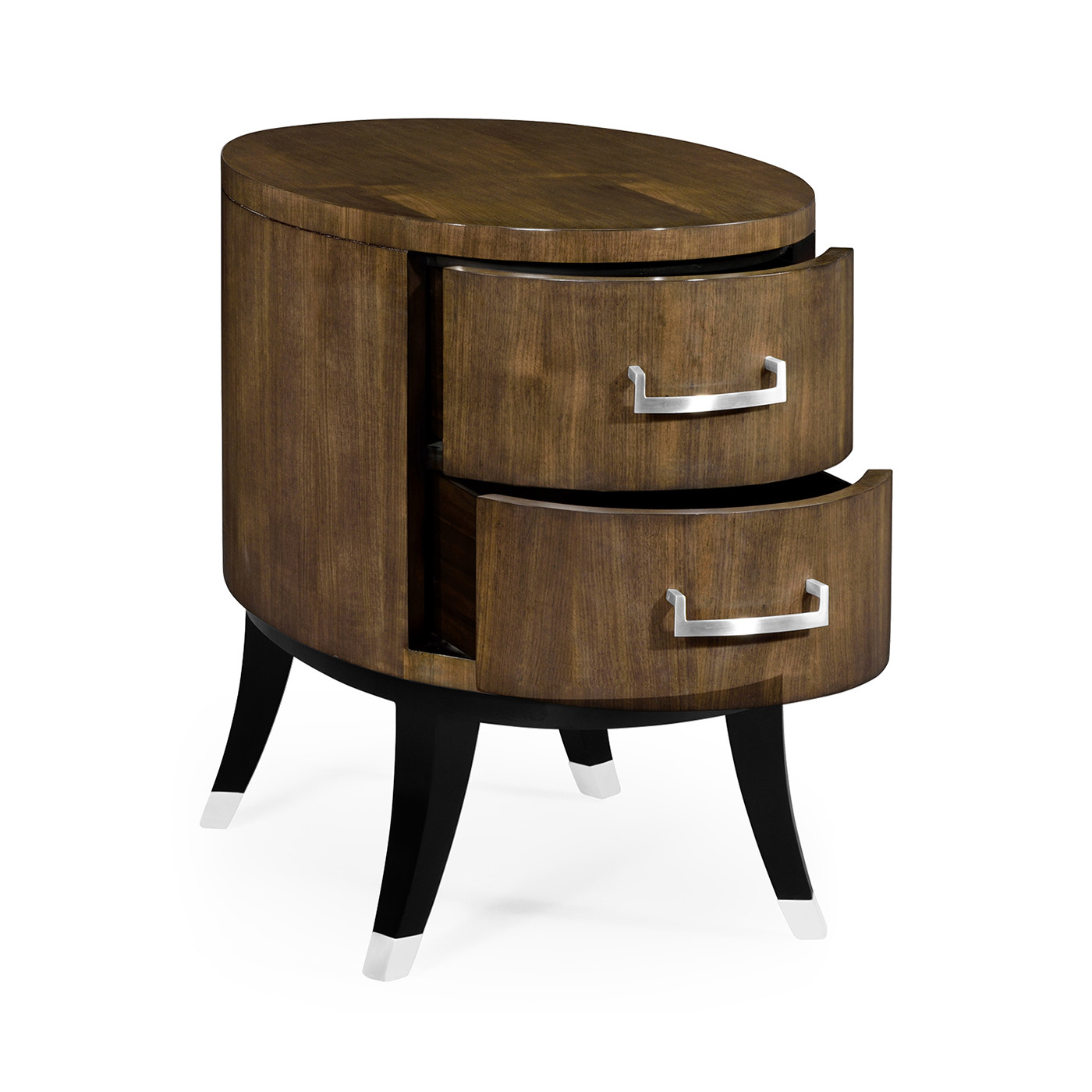 Oval chest of drawers in American walnut