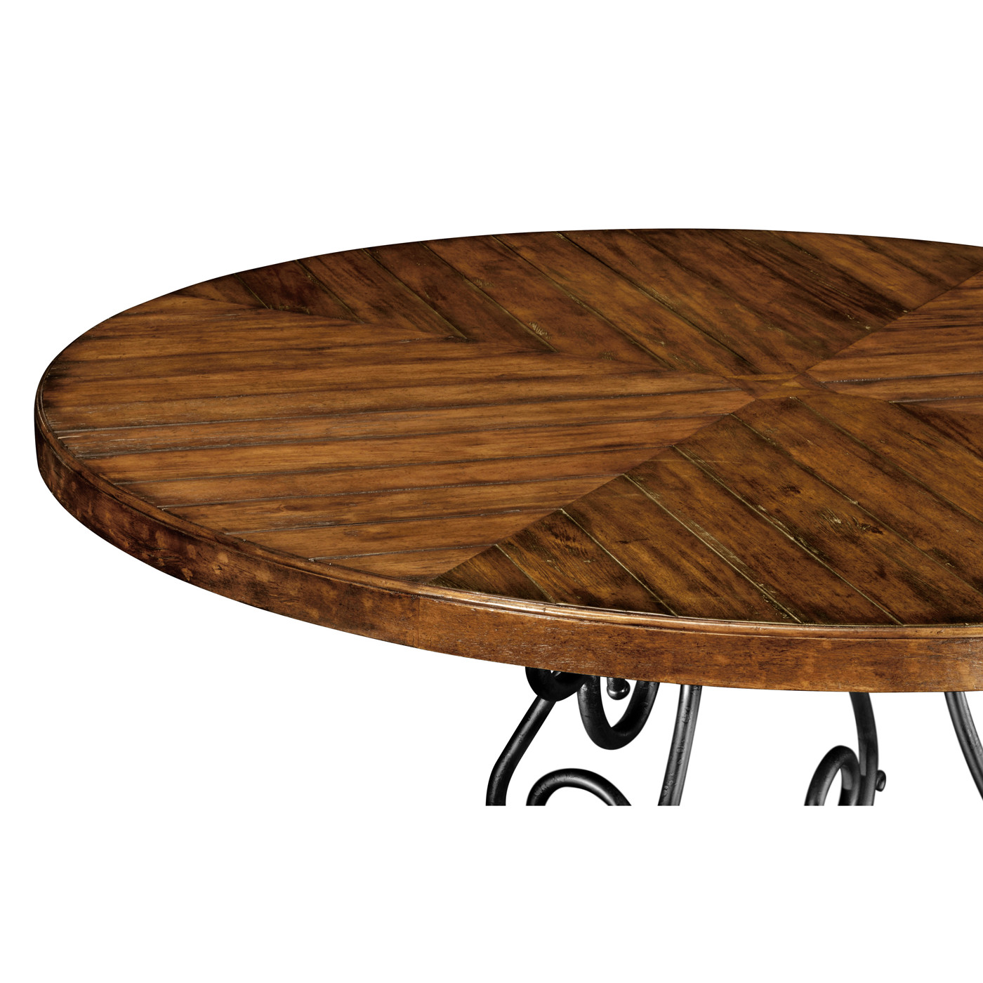 Country Walnut and Wrought Iron Dining Table 66