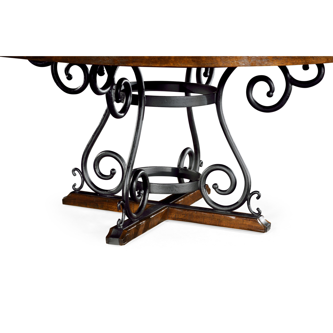 Country Walnut and Wrought Iron Dining Table 66