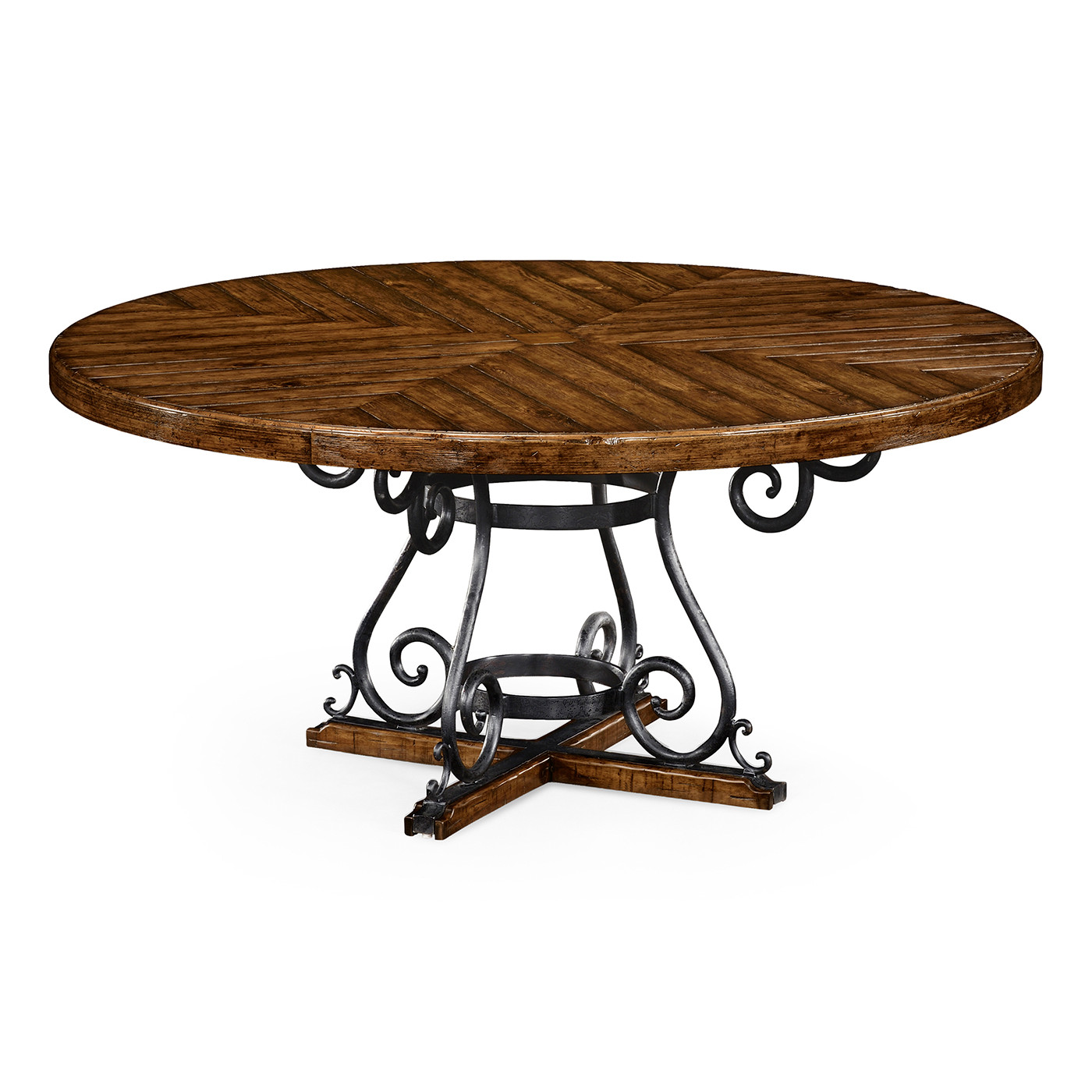 Country Walnut and Wrought Iron Dining Table 66
