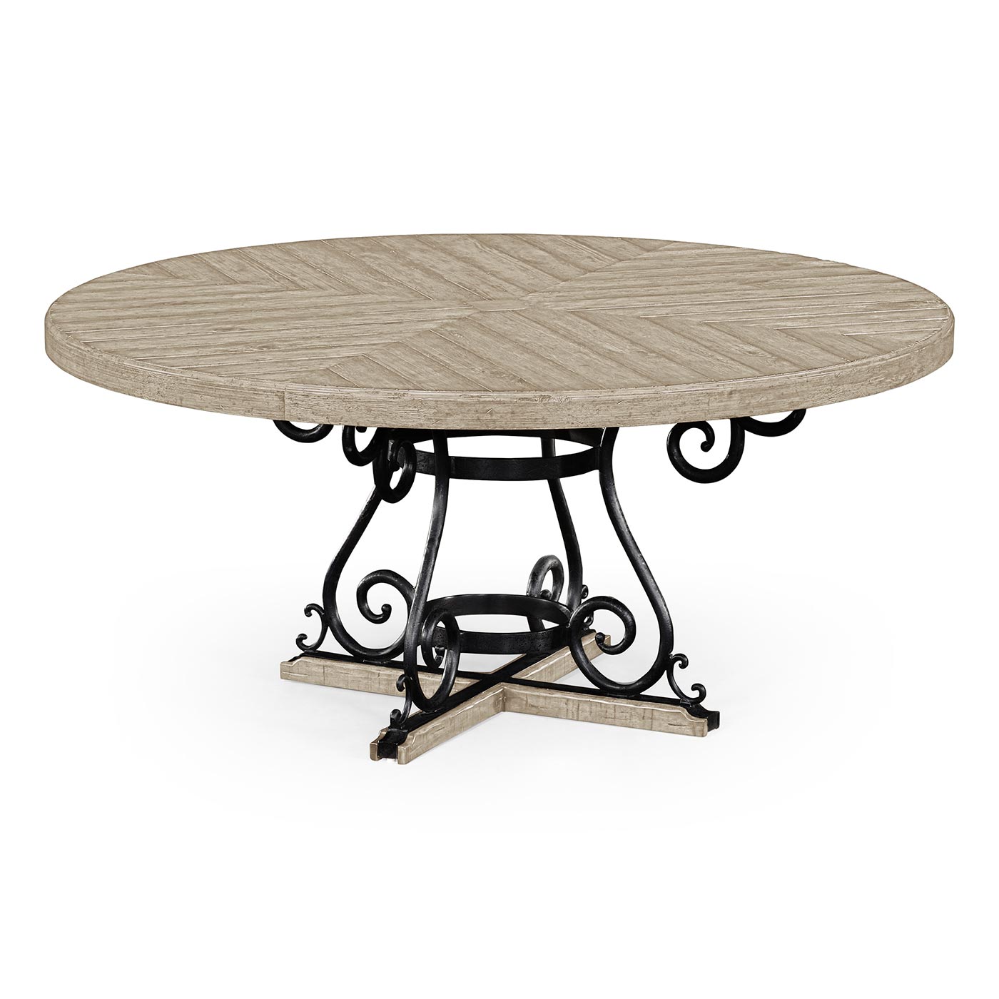 Rustic Greay and Wrought Iron Dining Table 66