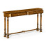 Country walnut console with strap handles