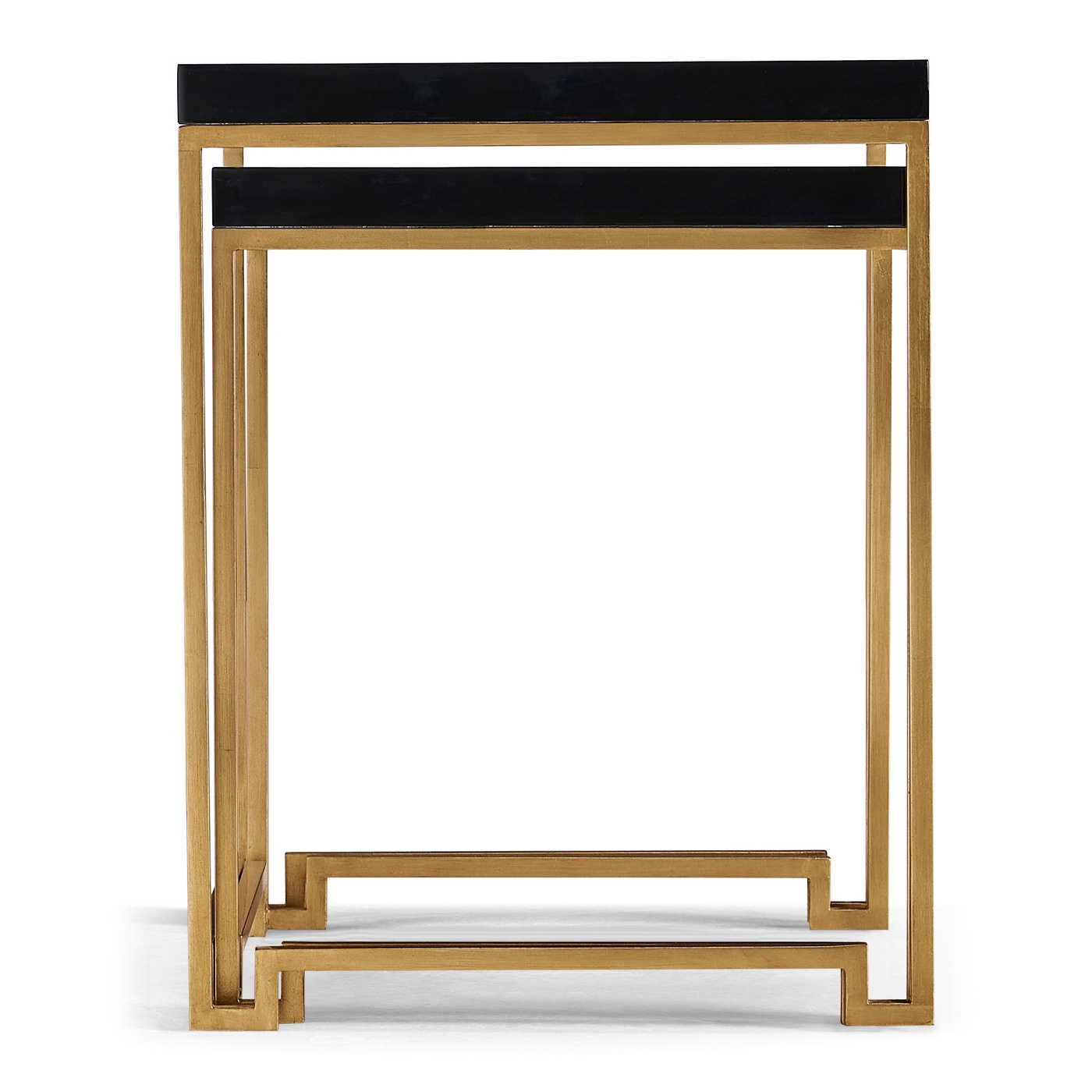 Gilded Iron Nesting Table with Smoky Black and Biancaneve Top