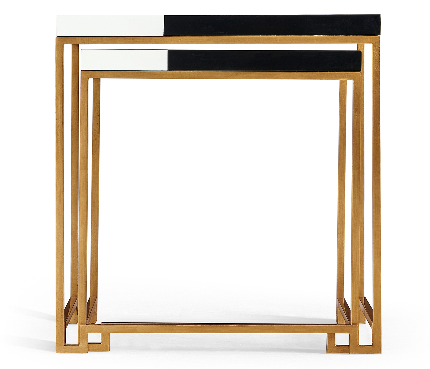 Gilded Iron Nesting Table with Smoky Black and Biancaneve Top