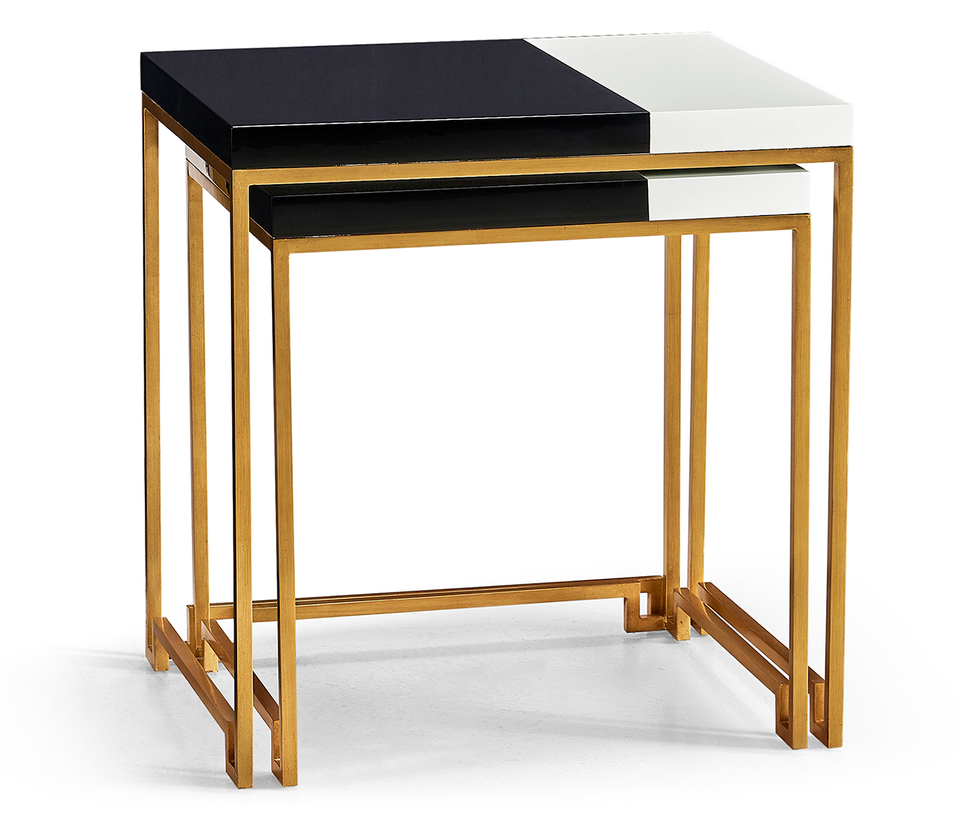 Gilded Iron Nesting Table with Smoky Black and Biancaneve Top