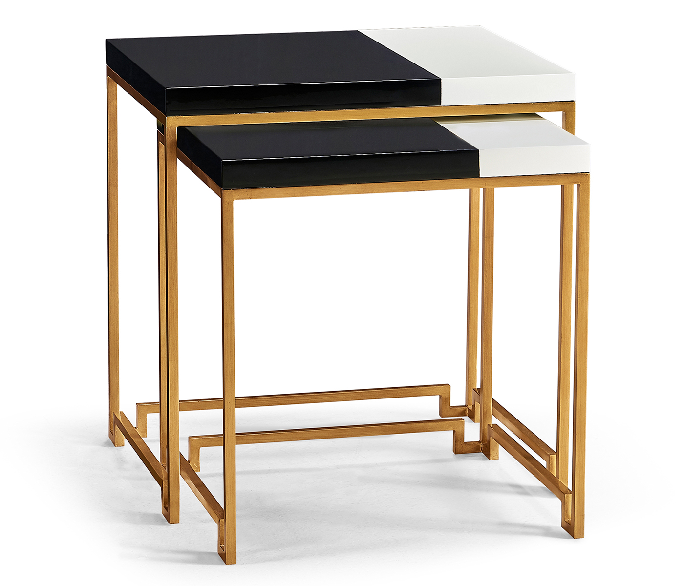 Gilded Iron Nesting Table with Smoky Black and Biancaneve Top