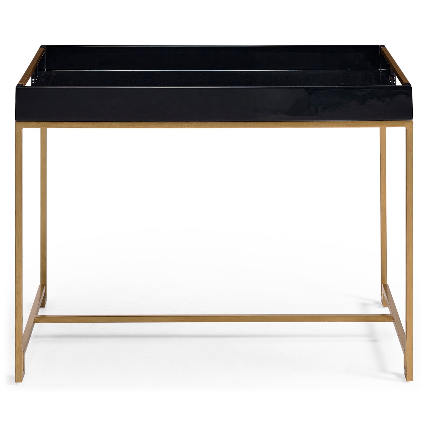 Gilded Iron Tray Table in Smoky Black Top