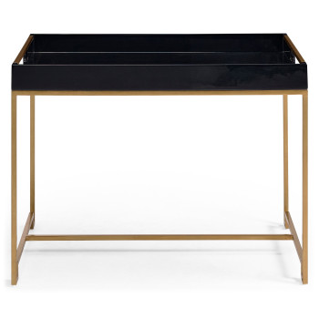 Gilded Iron Tray Table in Smoky Black Top
