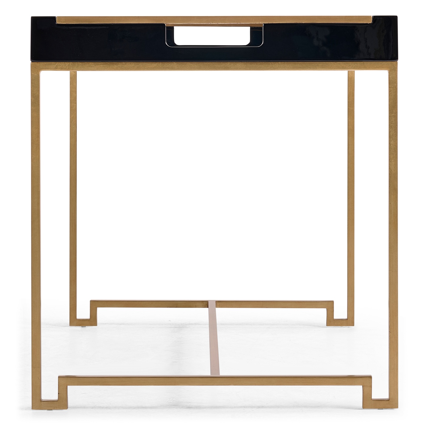 Gilded Iron Tray Table in Smoky Black Top