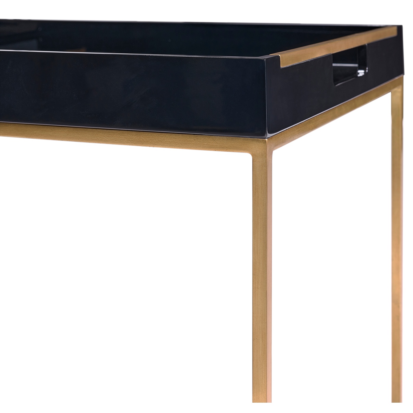 Gilded Iron Tray Table in Smoky Black Top