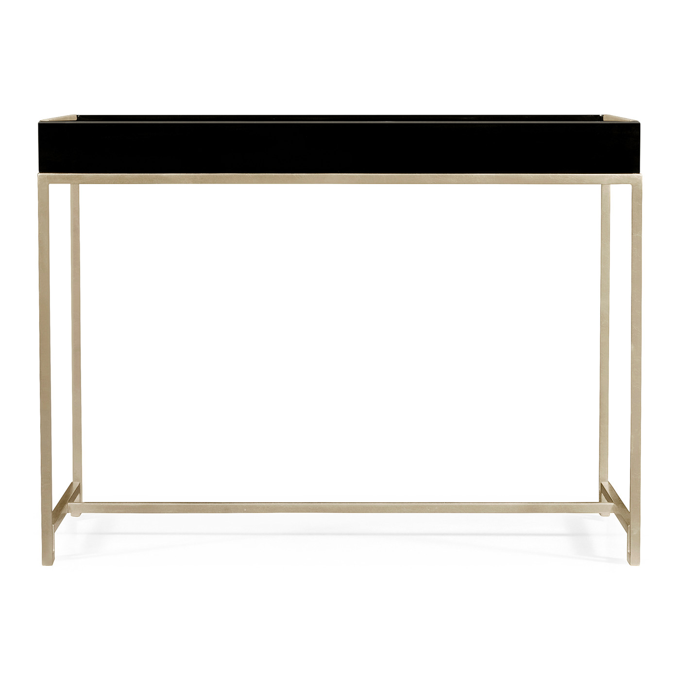Silver Iron Tray Table in Smoky Black Top