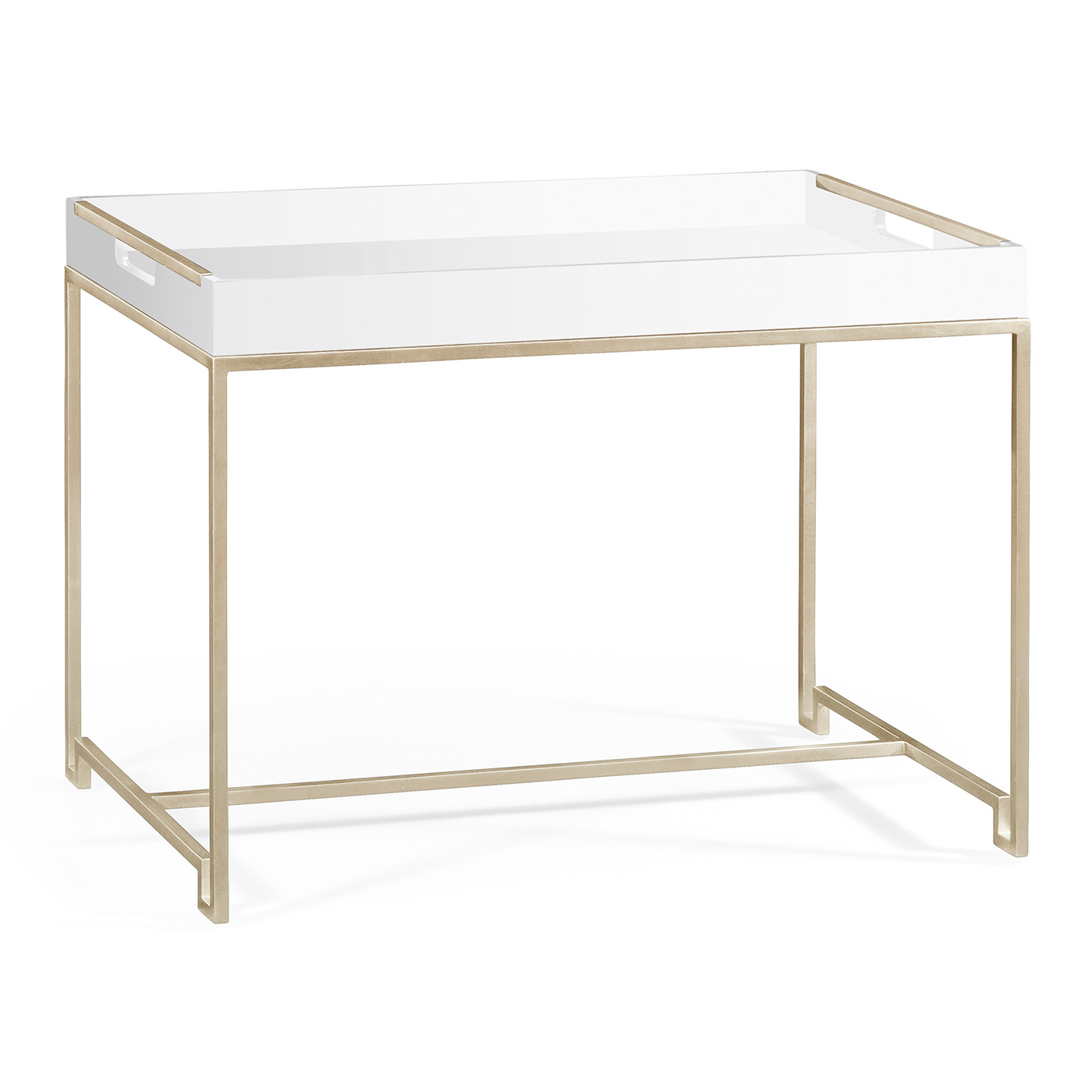 Silver Iron Tray Table in Biancaneve Top