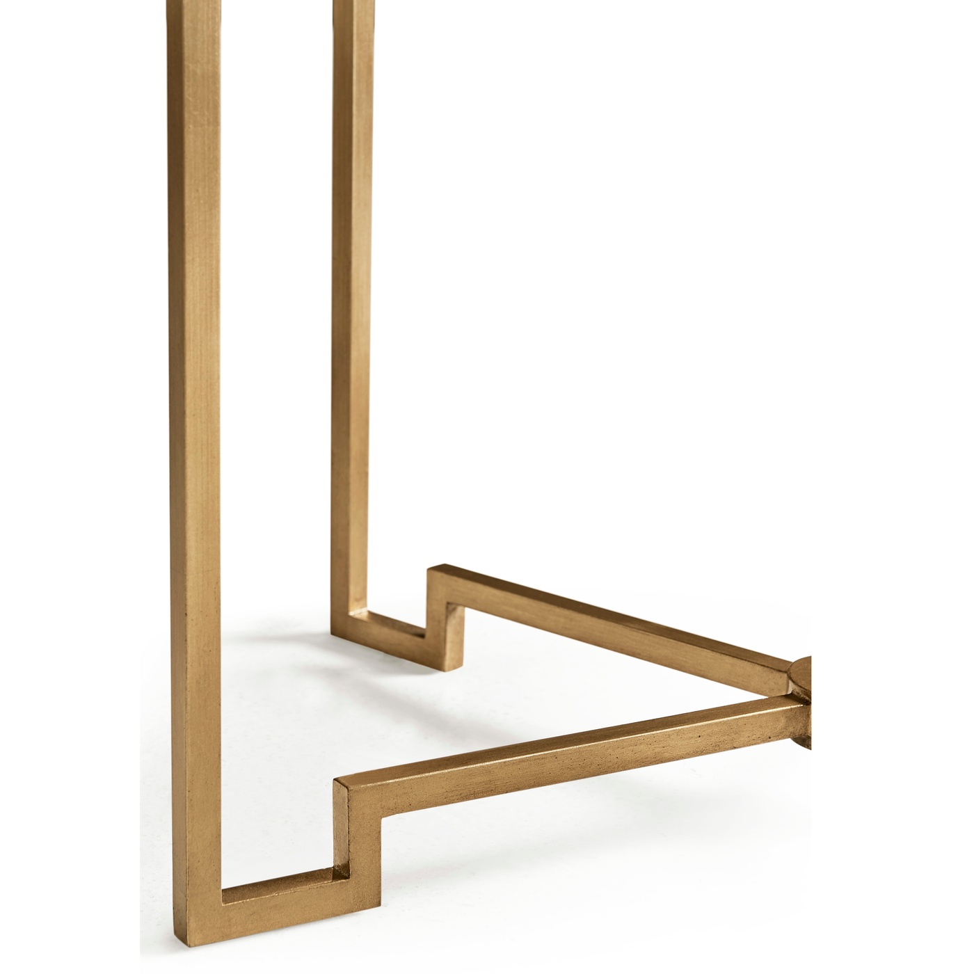 Gilded Iron Round Lamp Table with Smoky Black Top