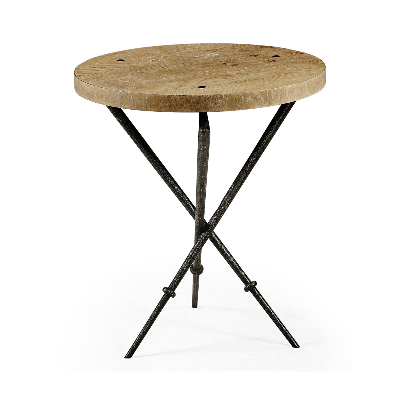 Round Lamp Table with Iron Base