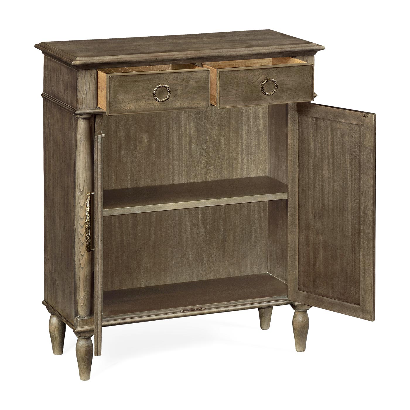 Dark Grey Chestnut Narrow Cabinet with Cupboard