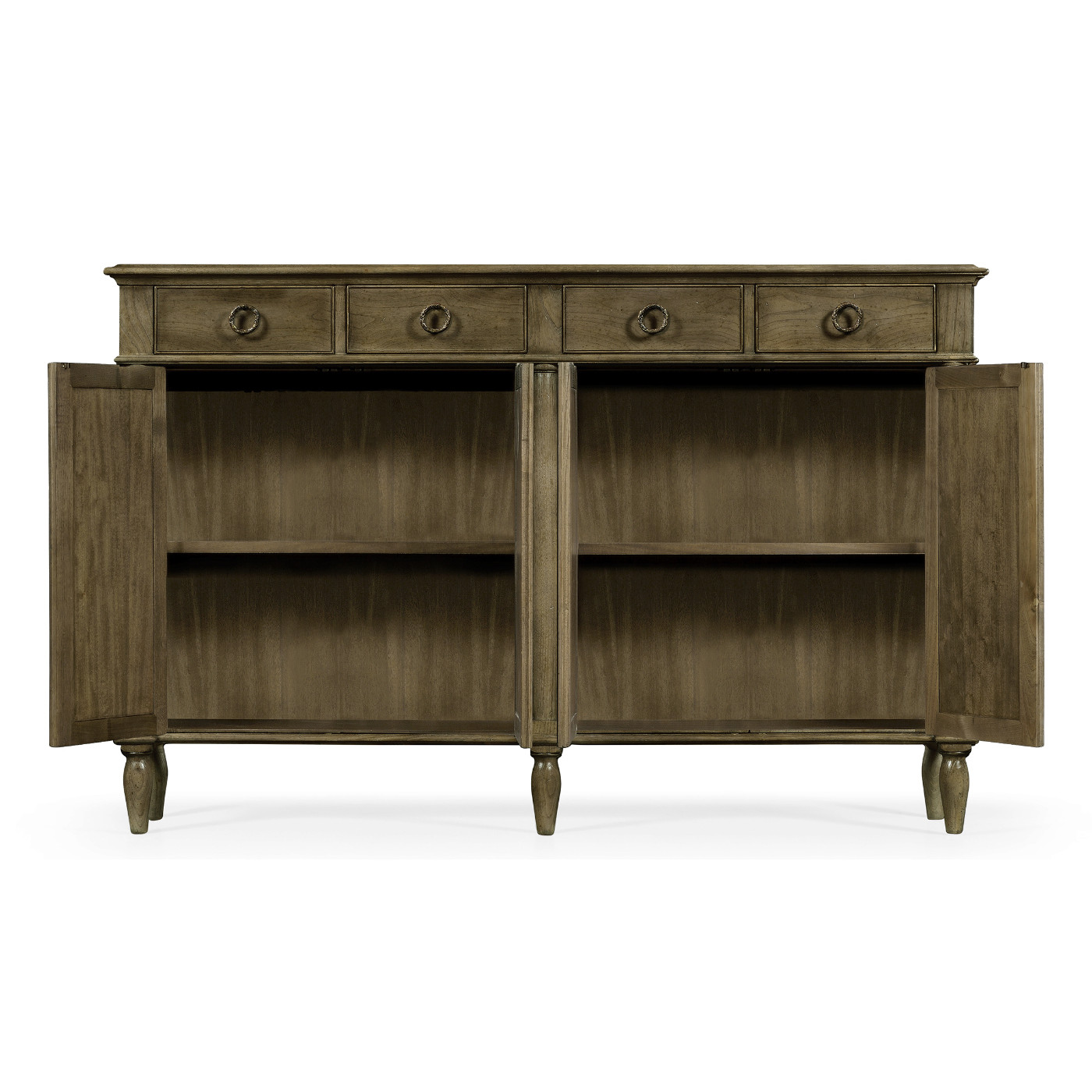 Dark Grey Chestnut Double Narrow Cabinet with Twin Cupboards