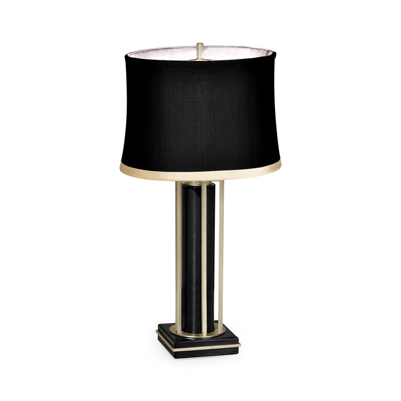 Silver Iron Table Lamp in Smoky Black