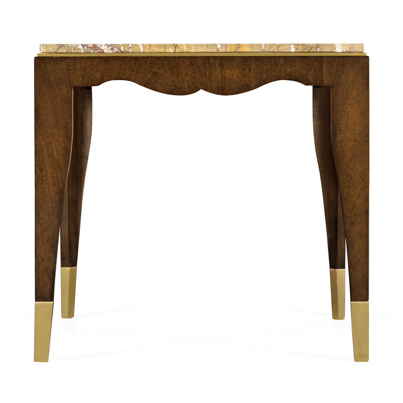 Mahogany square side table with Bidasar Gold marble top