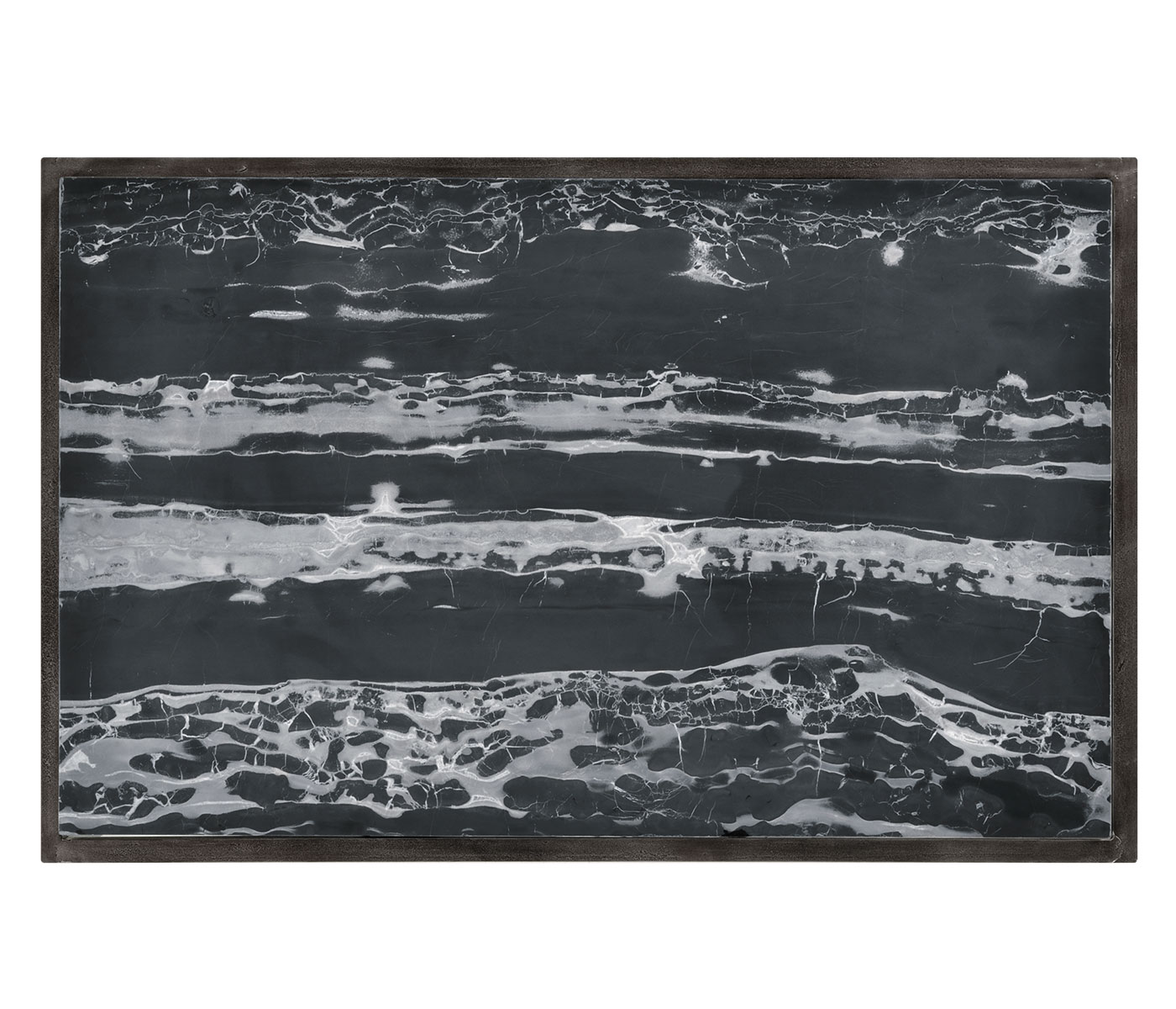 Rectangular Iron End Table with a Black Marble Top