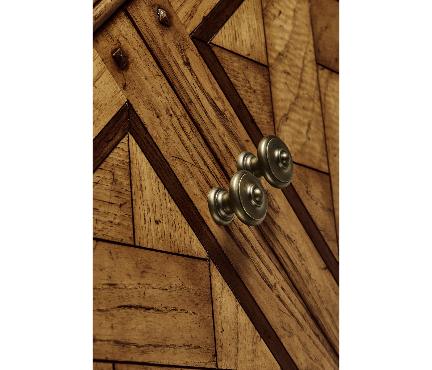 Rectangular Light Brown Chestnut Four-Door Cabinet