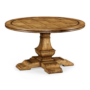 Round Parquet Light Brown Chestnut Dining Table 54