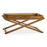 Rectangular Light Brown Chestnut Coffee Table with Large Tray Top