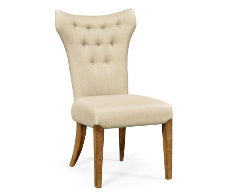 High Back Light Brown Chestnut Winged Side Chair