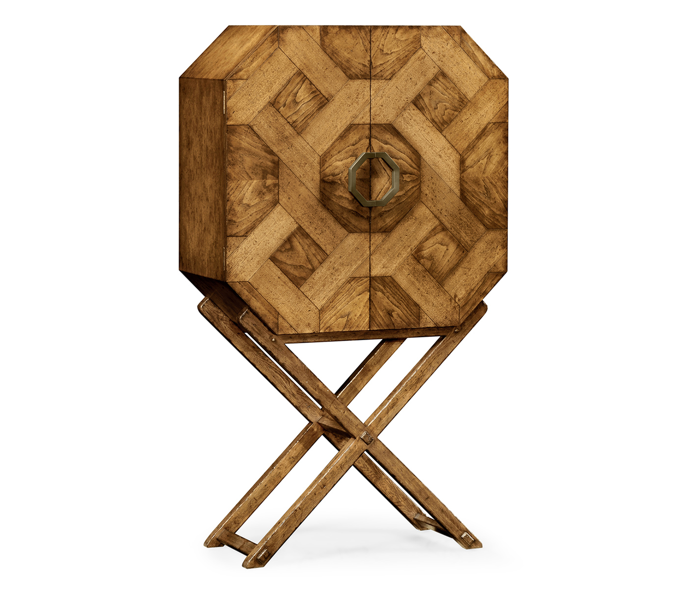 Geometric Light Brown Chestnut Drinks Cabinet