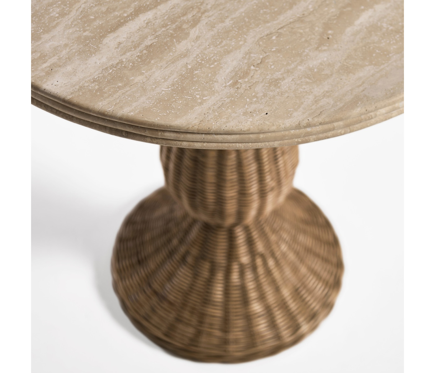 Palm Court Round Travertine Accent Table