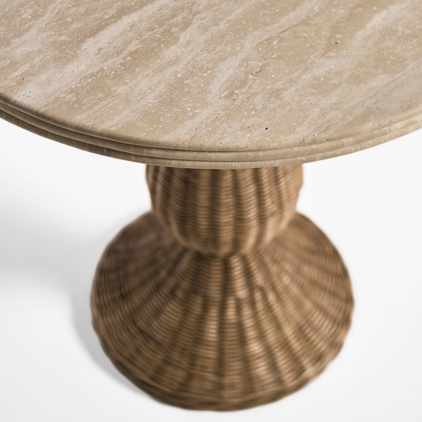 Palm Court Round Travertine Accent Table