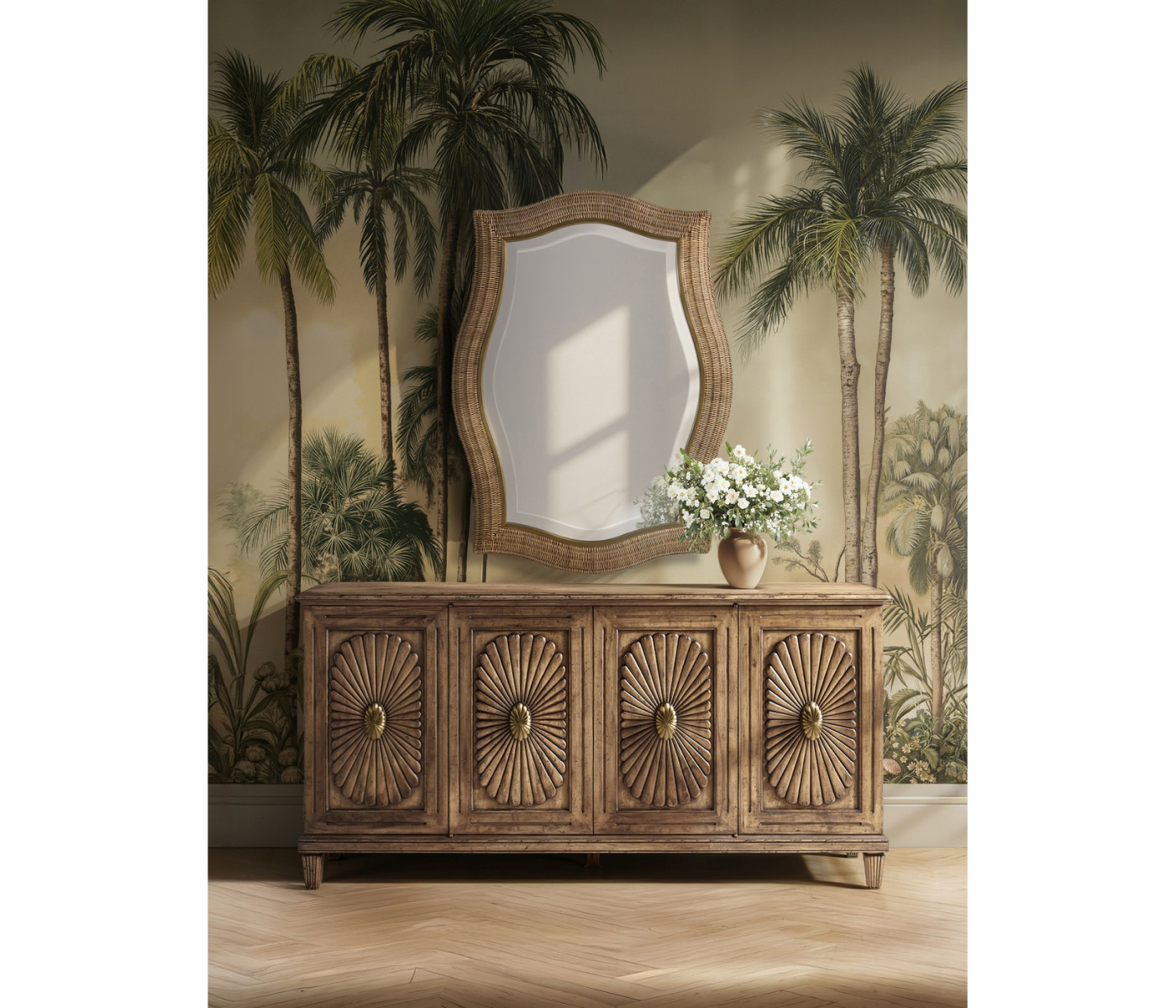 Palm Court Haven Rattan Wall Mirror