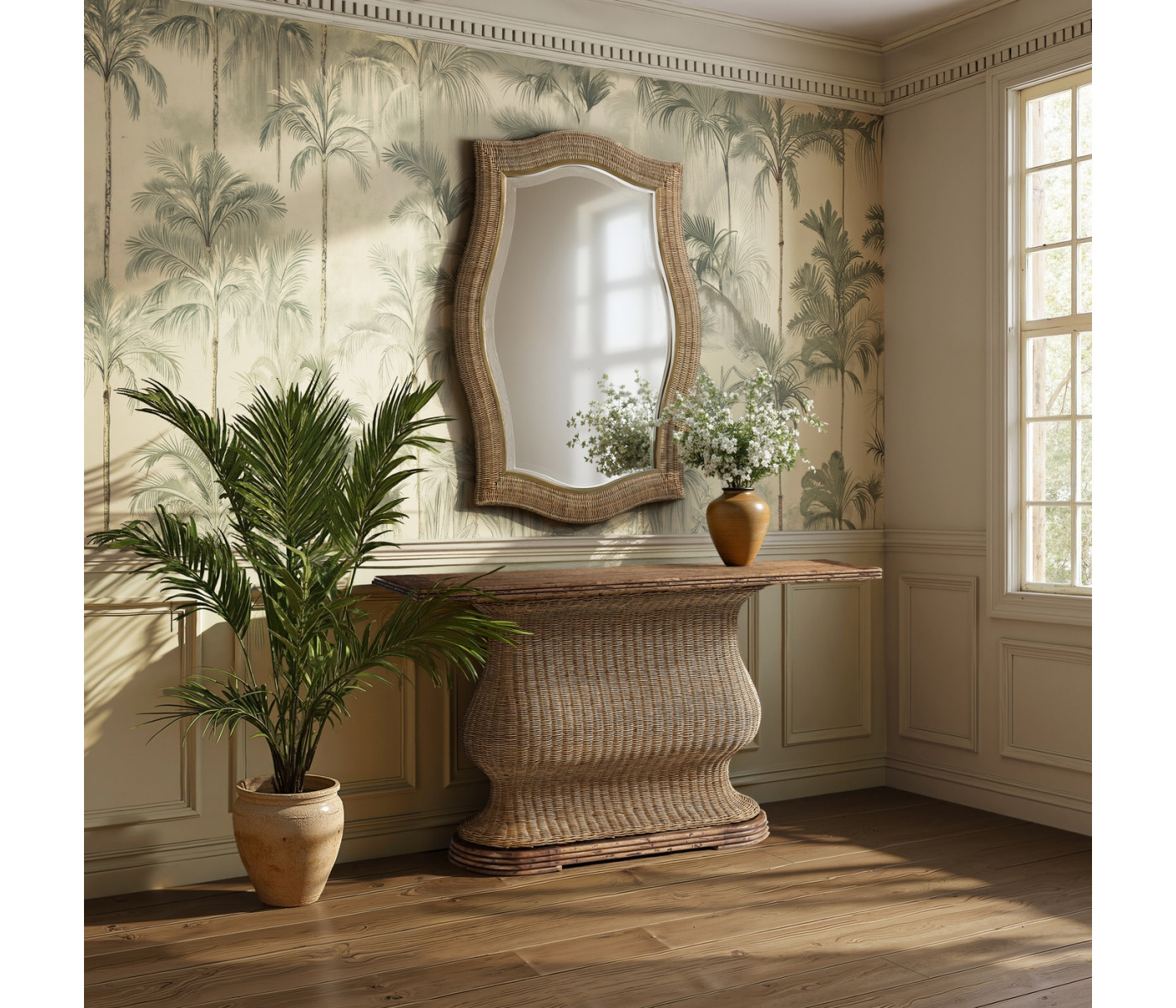 Palm Court Haven Rattan Wall Mirror