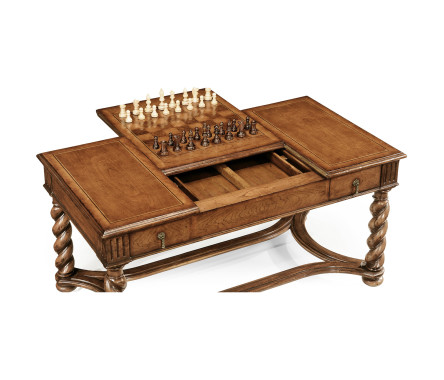 Walnut parquetry coffee games table