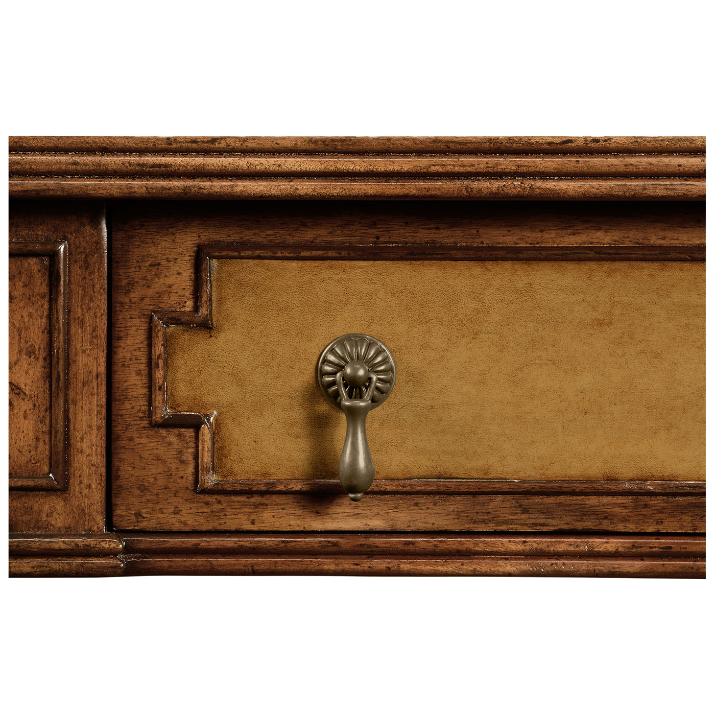 Lamp or bedside table with inset leather