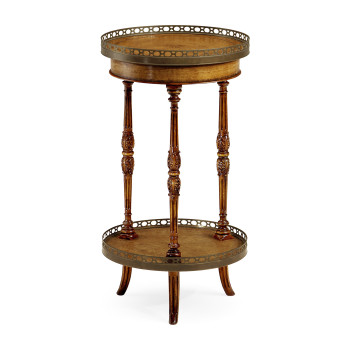 Leather inset round lamp table