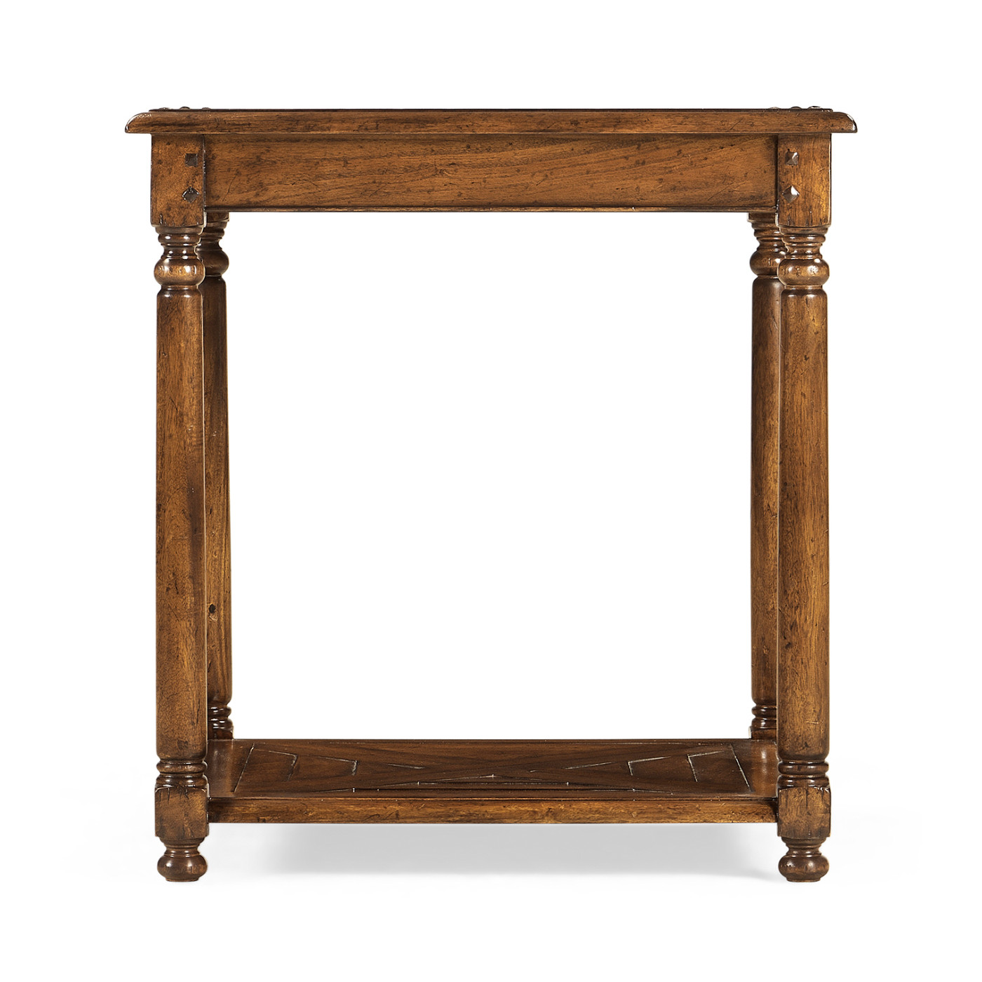 Square Parquet Topped Side Table with Undertier