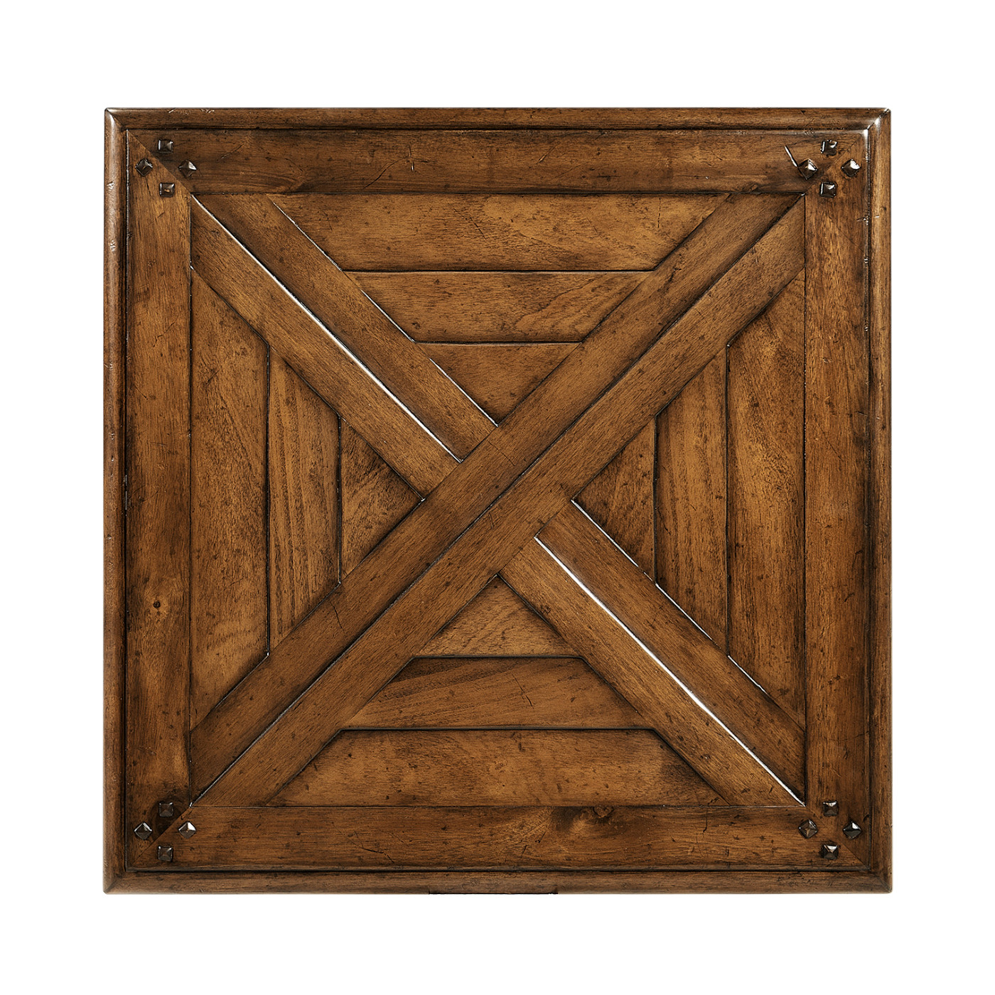 Square Parquet Topped Side Table with Undertier