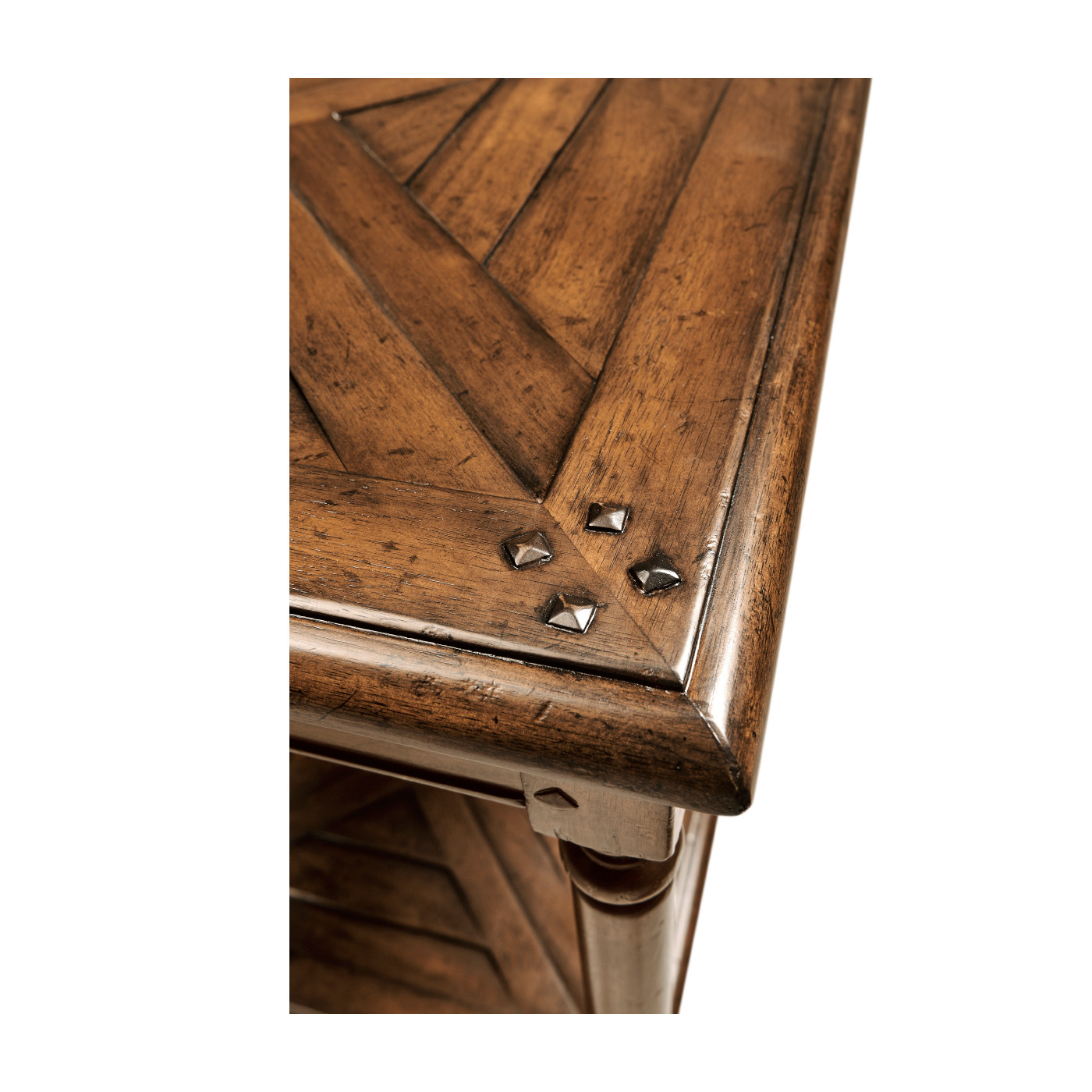 Square Parquet Topped Side Table with Undertier