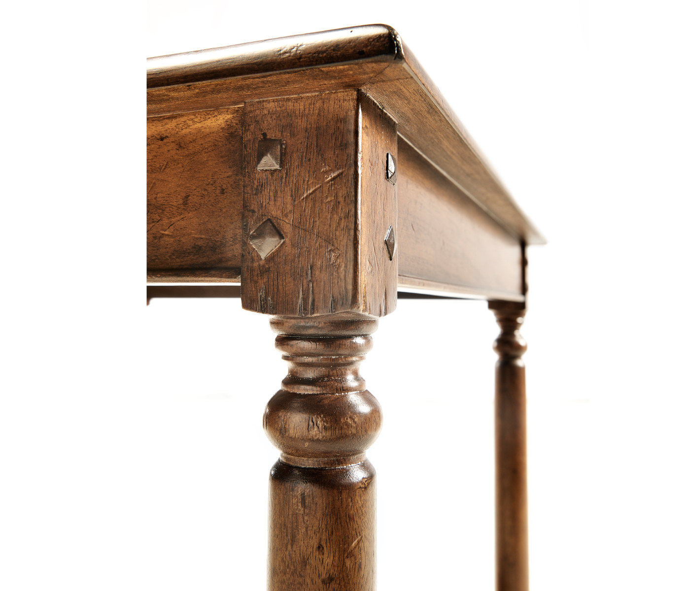 Square parquet topped side table with undertier