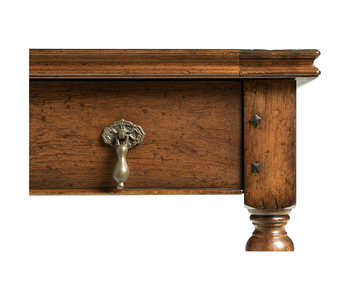 Rectangular parquet side table with drawer