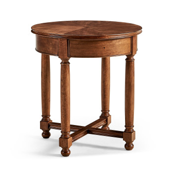 Round parquet topped side table for LDS - Taylorsville Temple