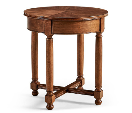 Round parquet topped side table for LDS - Taylorsville Temple