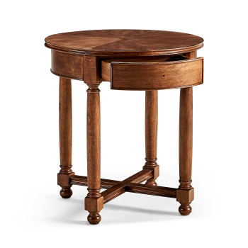 Round parquet topped side table for LDS - Taylorsville Temple