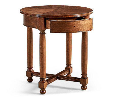Round parquet topped side table for LDS - Taylorsville Temple