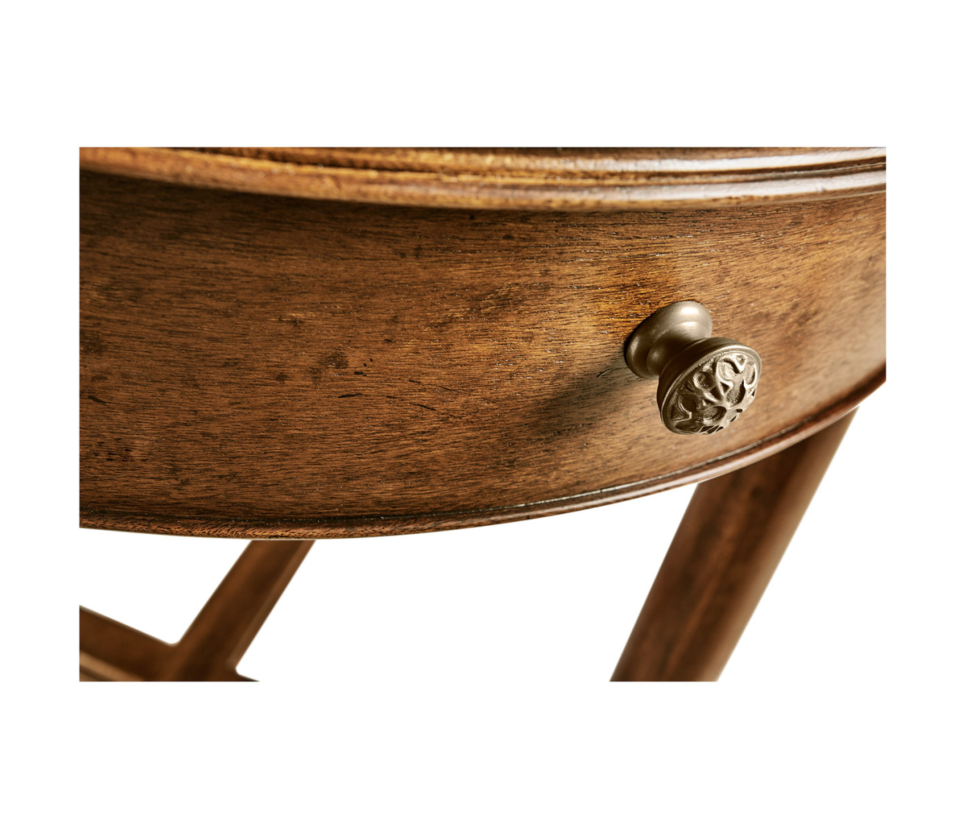 Round parquet topped side table