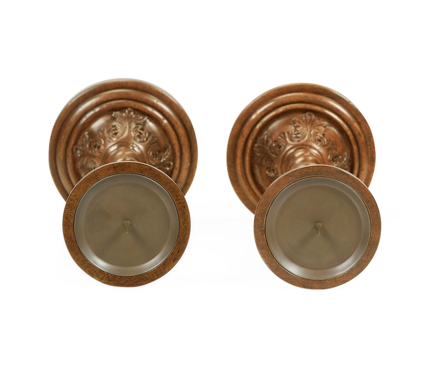 Pair of Twisted Walnut Candlesticks